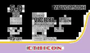 VICRYL PLUS непофарбований 45см M1 USP5/0 одна голка PS-3 PRIME MP, тип зворотньо-ріжуча Reverse Cutting, 16мм, 3/8 кола